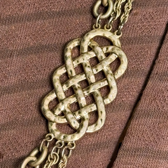 Vintage Lia Sophia Goldstone Knotted Up Triple-Strand Necklace Retired - Picture 5 of 10